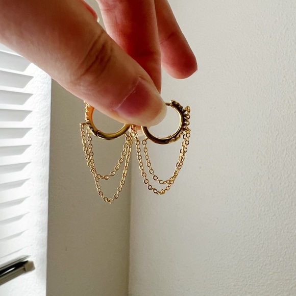 ✨Cuff Chain Hoop Earrings - Picture 2 of 5